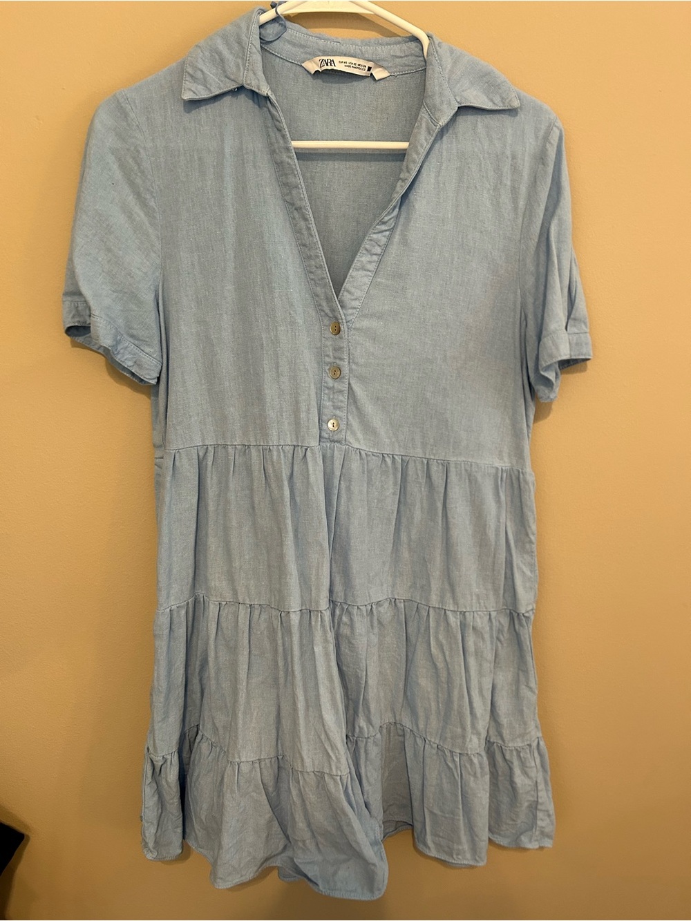 Zara Light Blue Linen Shirt Dress